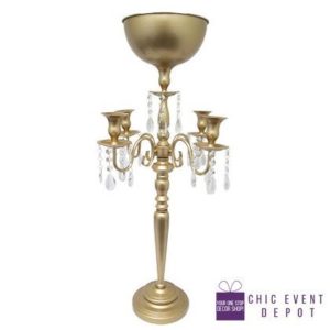 Candelabra 4cups W/1 Flower Bowl W/Cst Drops 35" height