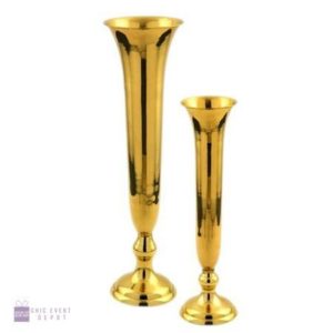 Gold Trumpet Glass 6" dia, 24" height